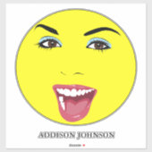 笑う女かわいらしの魅惑的なシックな黄色の名前14" シール (シート)