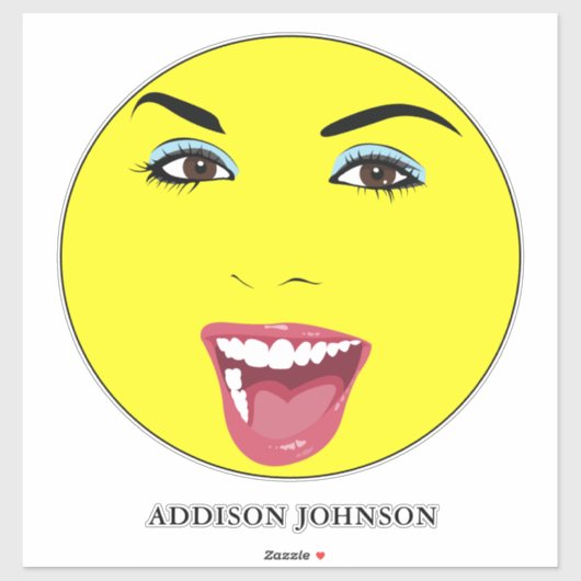 笑う女かわいらしの魅惑的なシックな黄色の名前14" シール (シート)