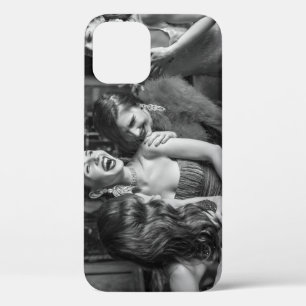 笑う女スタイリッシュの子:白黒写真 iPhone 12ケース