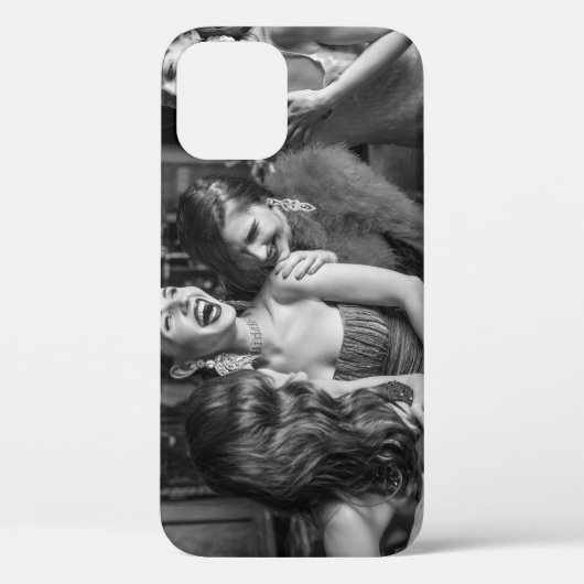 笑う女スタイリッシュの子:白黒写真 Case-Mate iPhoneケース (裏面)