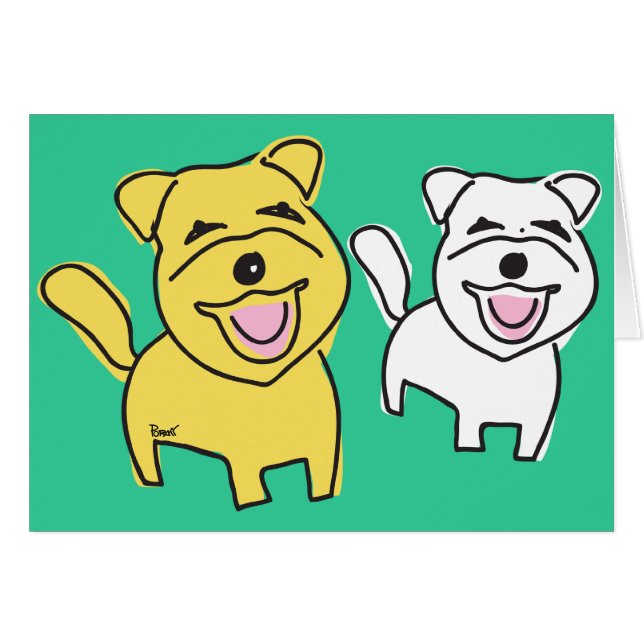 笑う小犬空白のなカード (正面横)