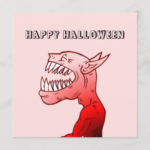 笑う悪魔とハッピーハロウィン カード
