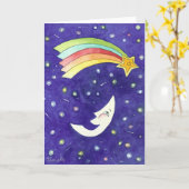 笑う月 カード (黄色い花)