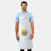 笑う泣き叫び喜びの涙の絵文字 エプロン (着用した状態)