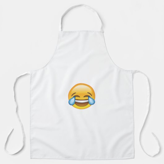 笑う泣き叫び喜びの涙の絵文字 エプロン (正面)