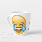 笑う泣き叫び喜びの涙の絵文字 カフェラテマグ (左アングル)