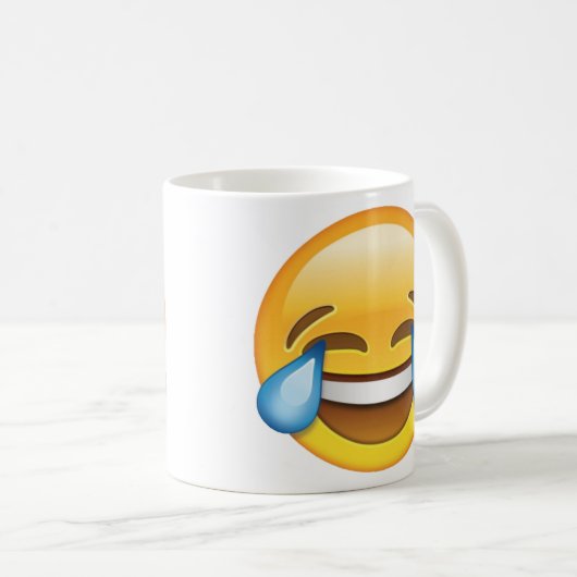 笑う泣き叫び喜びの涙の絵文字 コーヒーマグカップ (正面右)