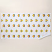 笑う泣き叫び喜びの涙の絵文字 ビーチタオル (正面)