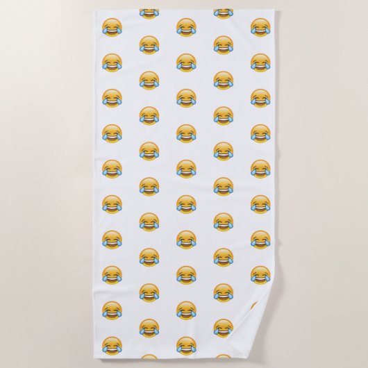 笑う泣き叫び喜びの涙の絵文字 ビーチタオル (正面)