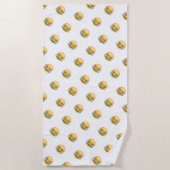 笑う泣き叫び喜びの涙の絵文字 ビーチタオル (正面)