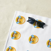 笑う泣き叫び喜びの涙の絵文字 ビーチタオル (インサイチュ)