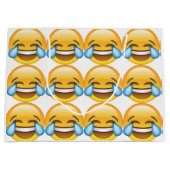 笑う泣き叫び喜びの涙の絵文字 ラージペーパーバッグ (正面)