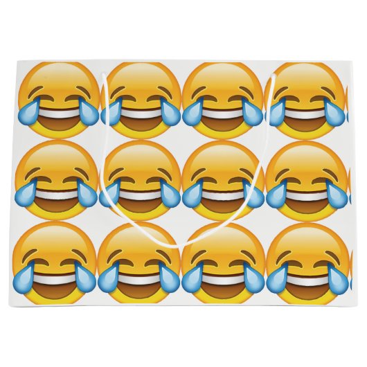 笑う泣き叫び喜びの涙の絵文字 ラージペーパーバッグ (正面)