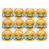 笑う泣き叫び喜びの涙の絵文字 ラージペーパーバッグ (裏面)