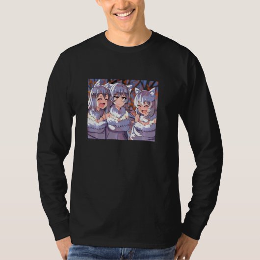 笑う狼ミーム萌え人類形態論バージョン Tシャツ (正面)