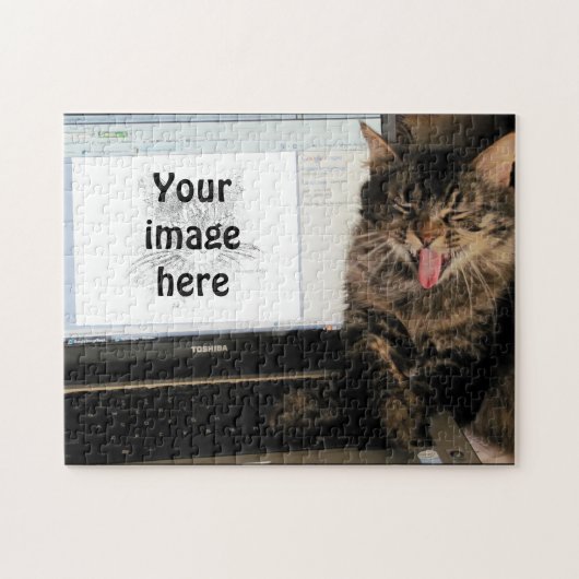 笑う猫のミームあなたのイメージはコンピュータ ジグソーパズル (横)