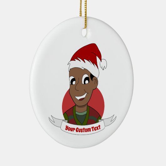 笑う男のクリスマスの漫画 セラミックオーナメント (右)