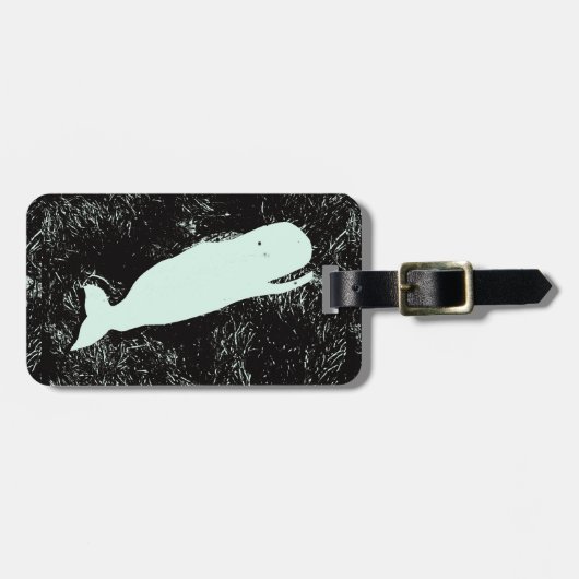笑う白いクジラの荷物のラベル ラゲッジタグ (正面横)