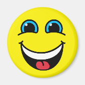 笑う絵文字顔黄 マグネット (正面)