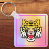 笑う虎の顔のアートワーク–21876 キーホルダー (正面)