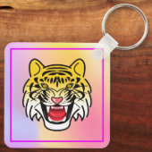 笑う虎の顔のアートワーク–21876 キーホルダー (裏面)