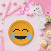 笑う顔おもしろいオレンジエモティコン絵文字 ペーパープレート (パーティー)