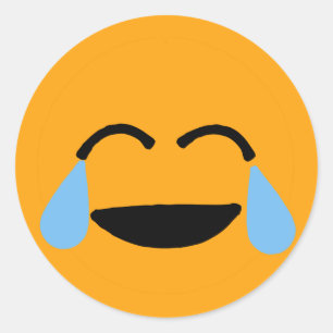 笑う顔おもしろいオレンジエモティコン絵文字 ラウンドシール