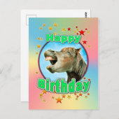 笑う馬からのハッピーバースデー ポストカード (正面/裏面)