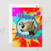 笑う馬からのハッピーバースデー ポストカード (正面/裏面)