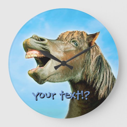 笑う馬 ラージ壁時計 (正面)