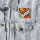 笑う2つのハートアートボタンまたはラペルピン 缶バッジ (インサイチュ)