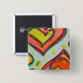 笑う2つのハートアートボタンまたはラペルピン 缶バッジ (正面&裏面)