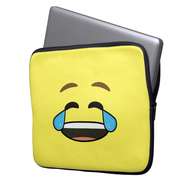 笑うEmoji ラップトップスリーブ (正面左)