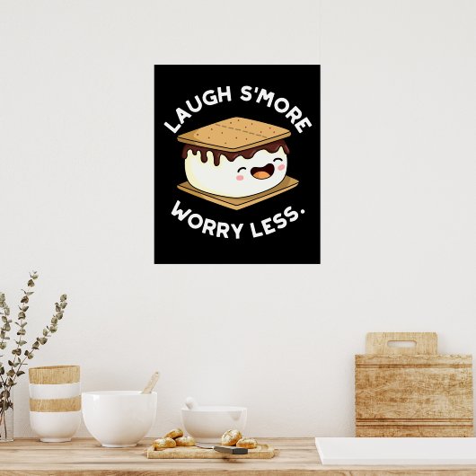 笑うSmore心配が少おもしろいないSmoreプンダークBG ポスター (キッチン)