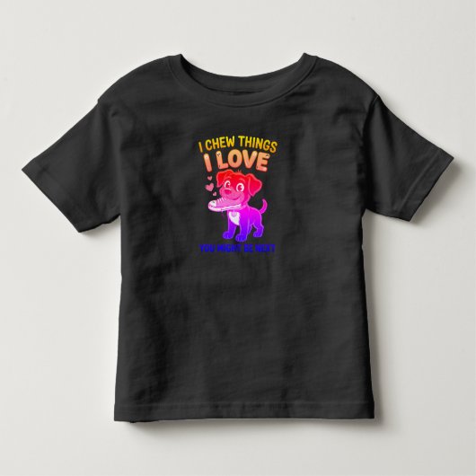 笑える犬用おもちゃ警告ラベル トドラーTシャツ (正面)