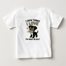 笑える犬用おもちゃ警告ラベル ベビーTシャツ