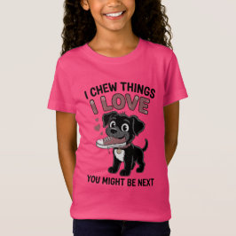笑える犬用おもちゃ警告ラベル Tシャツ