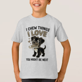 笑える犬用おもちゃ警告ラベル Tシャツ