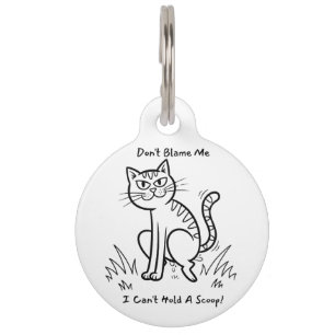 「笑える猫　スコップを持てない」ペットの排泄物に関するユーモア ペット　ネームタグ