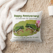笑える記念日 カップルのカエル Lily Pad テンプレート クッション (ブランケット)