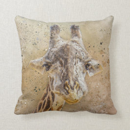 笑ったキリンの写真撮影のモダンの水彩画 クッション