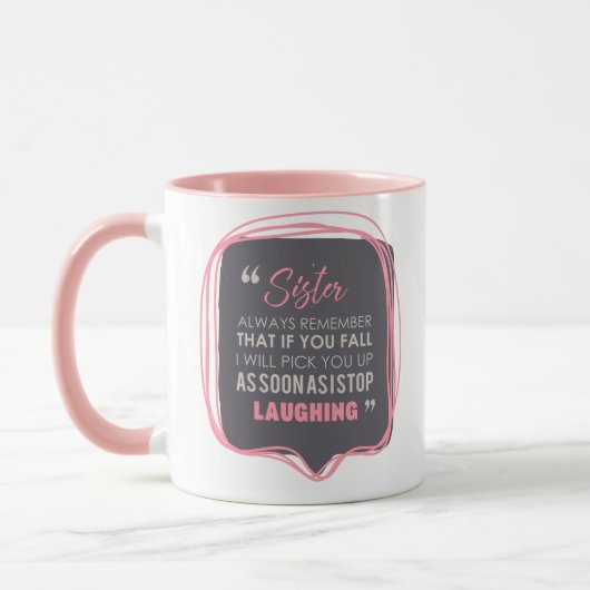 笑っている姉妹秋のおもしろいなコーヒー茶 マグカップ (左)