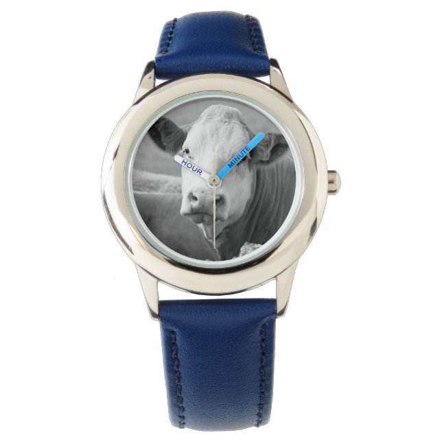 笑っている牛の姿を見る 腕時計 (正面)