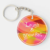 笑って太ったユーモアことわざオレンジキーチェーン キーホルダー (正面)