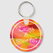 笑って太ったユーモアことわざオレンジキーチェーン キーホルダー (正面)