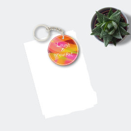 笑って太ったユーモアことわざオレンジキーチェーン キーホルダー