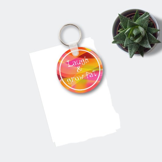 笑って太ったユーモアことわざオレンジキーチェーン キーホルダー