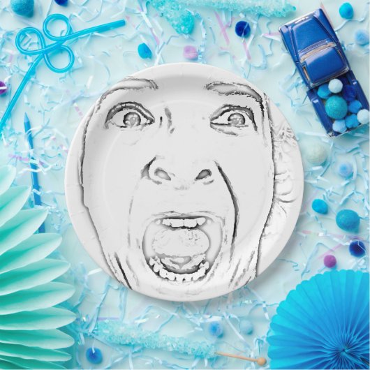 笑わされるなおびえさせていたわめく顔 ペーパープレート (パーティー)