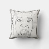 笑わされるなおびえさせていた女性の顔のデザイン クッション (裏面)