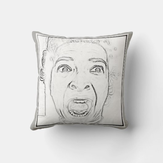 笑わされるなおびえさせていた女性の顔のデザイン クッション (裏面)